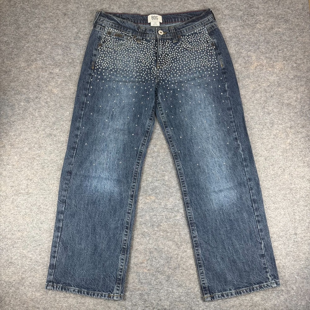 BDG Kayla Studded Low Rise Jeans 31" Blue Womens 32W